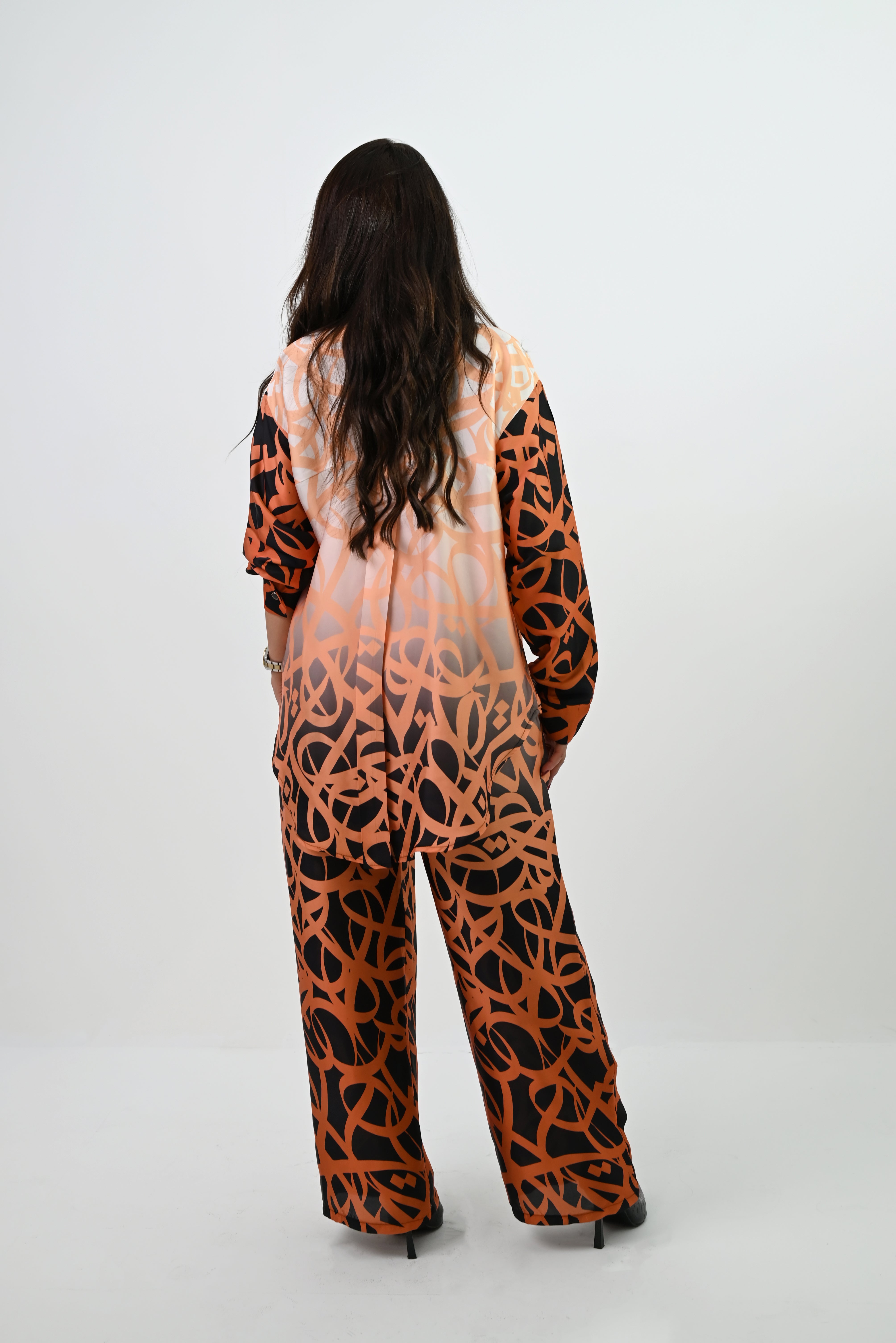 Orange & Black Silk Set