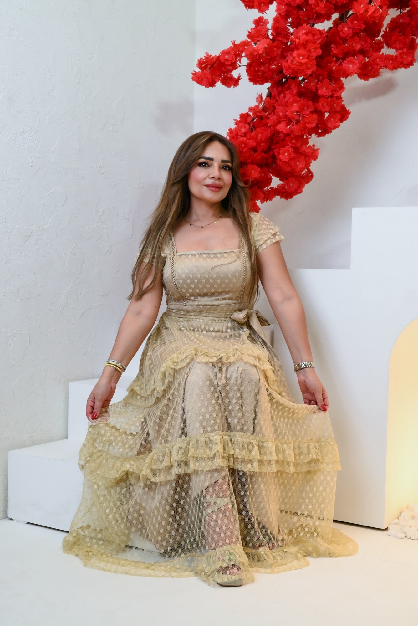 Beige Tulle Dress