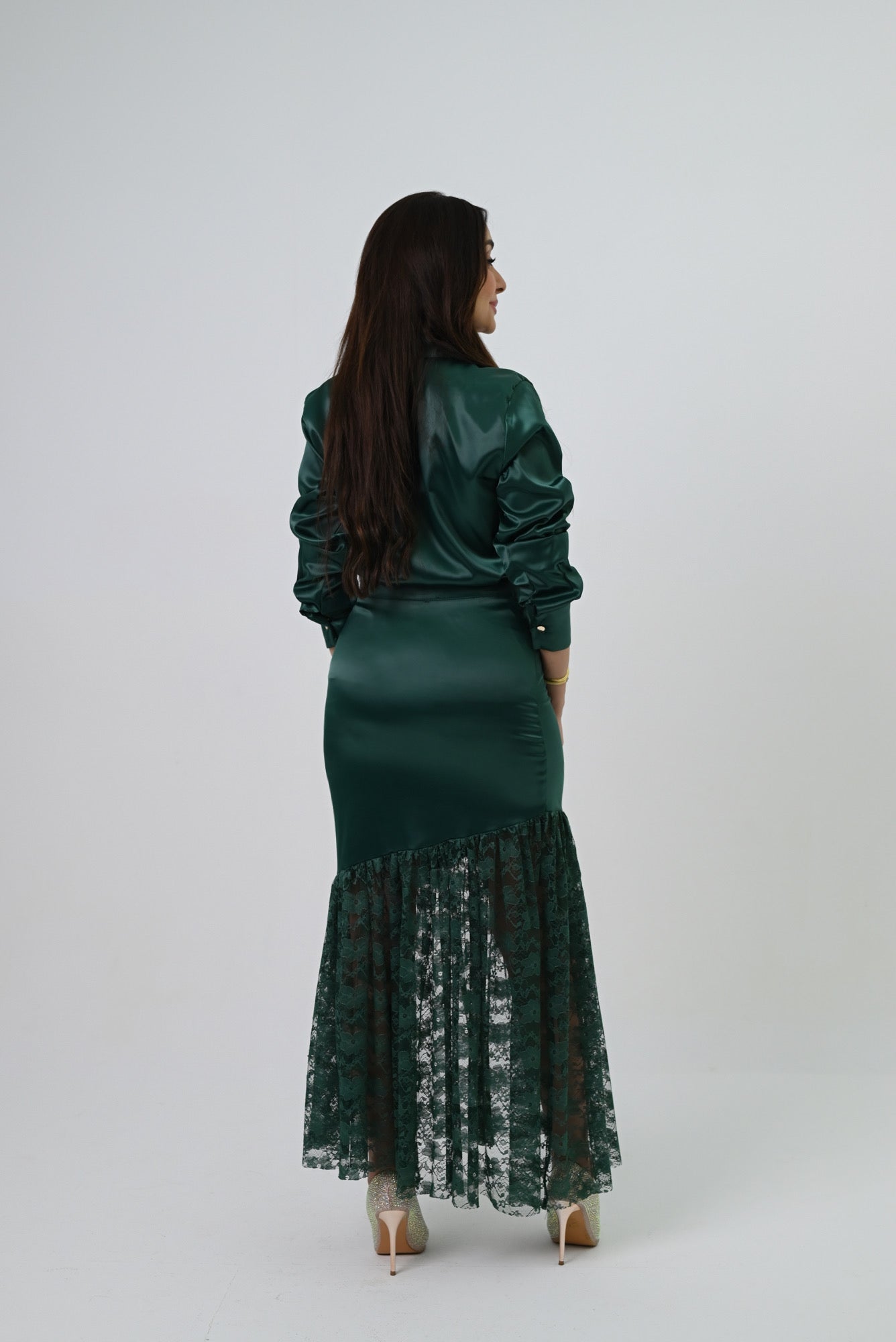 Emerald Green Satin Set