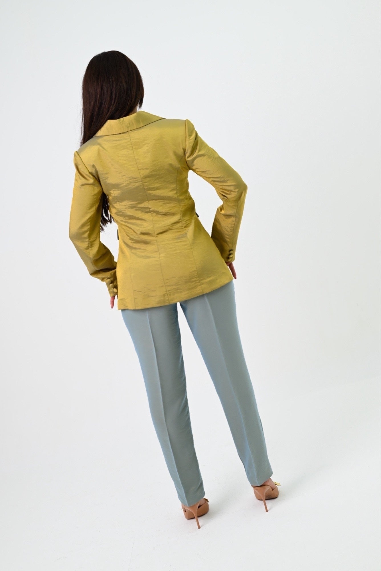 Mustard Yellow Taffeta Suit