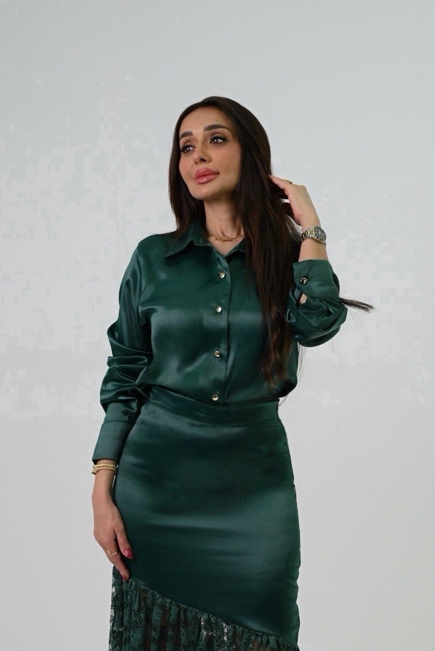 Emerald Green Satin Set