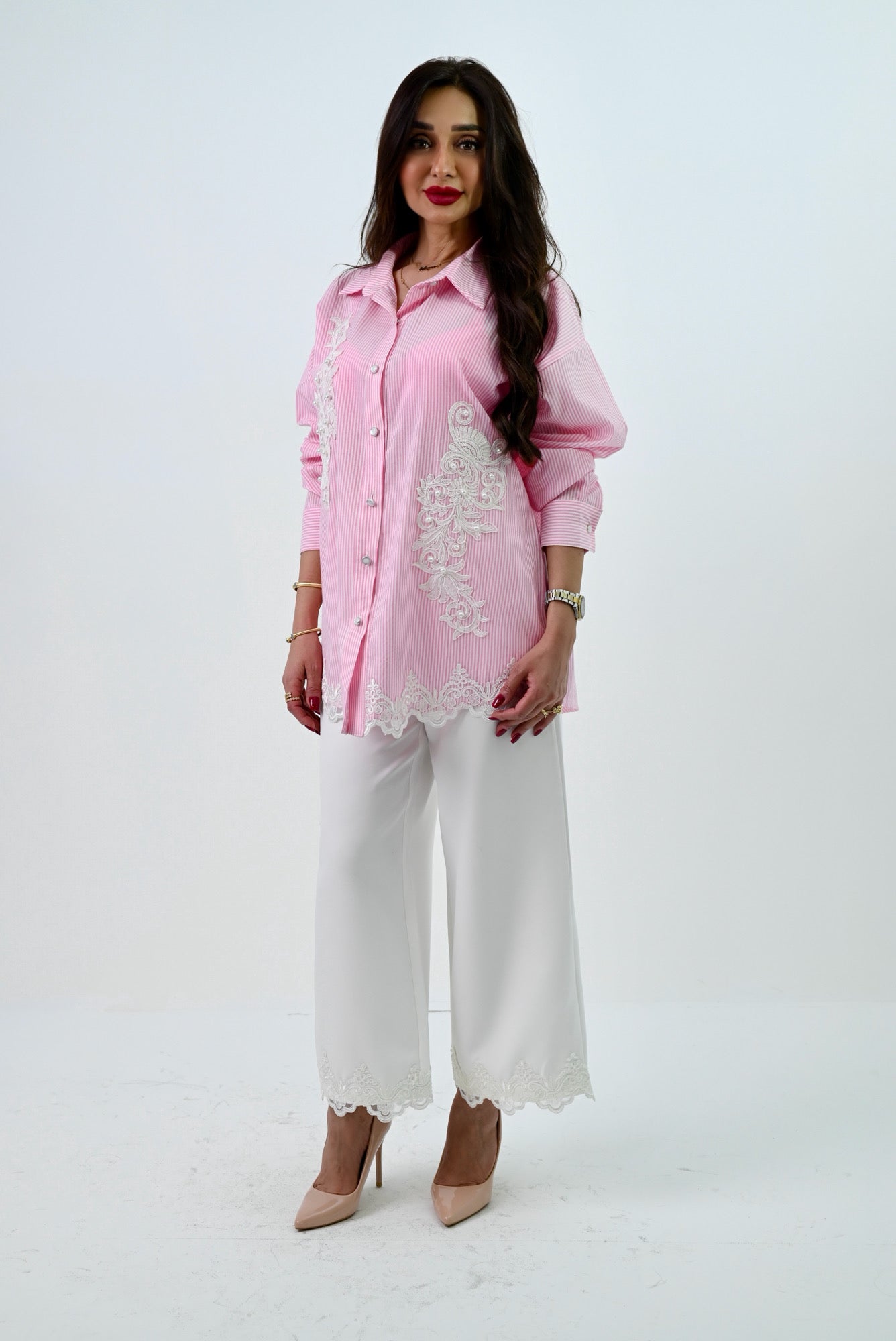 Pink & White Striped Shirt