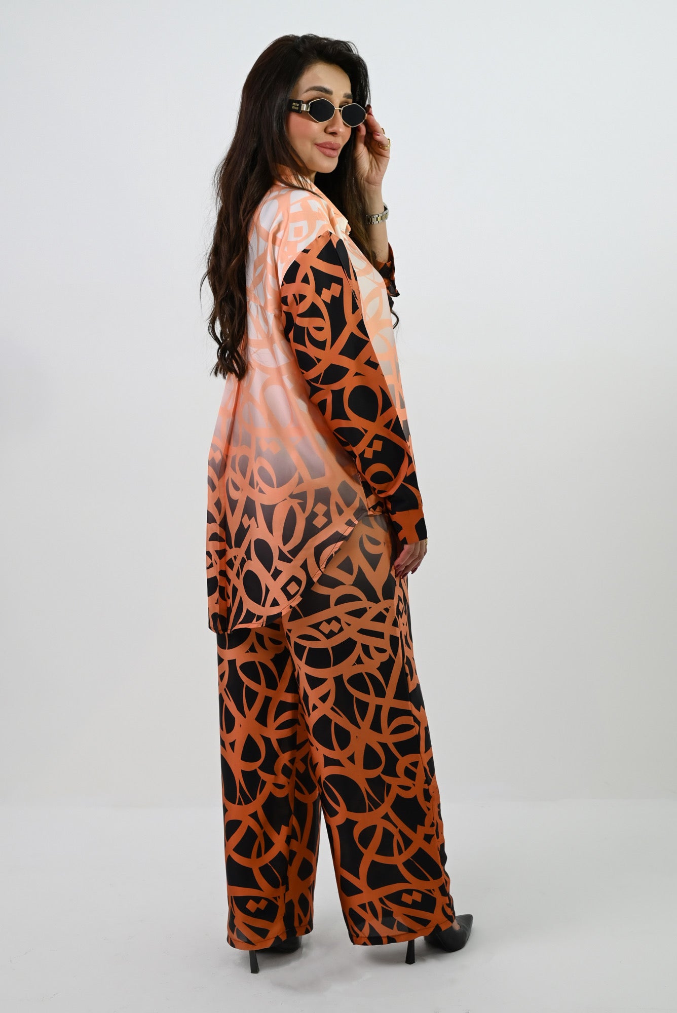 Orange & Black Silk Set