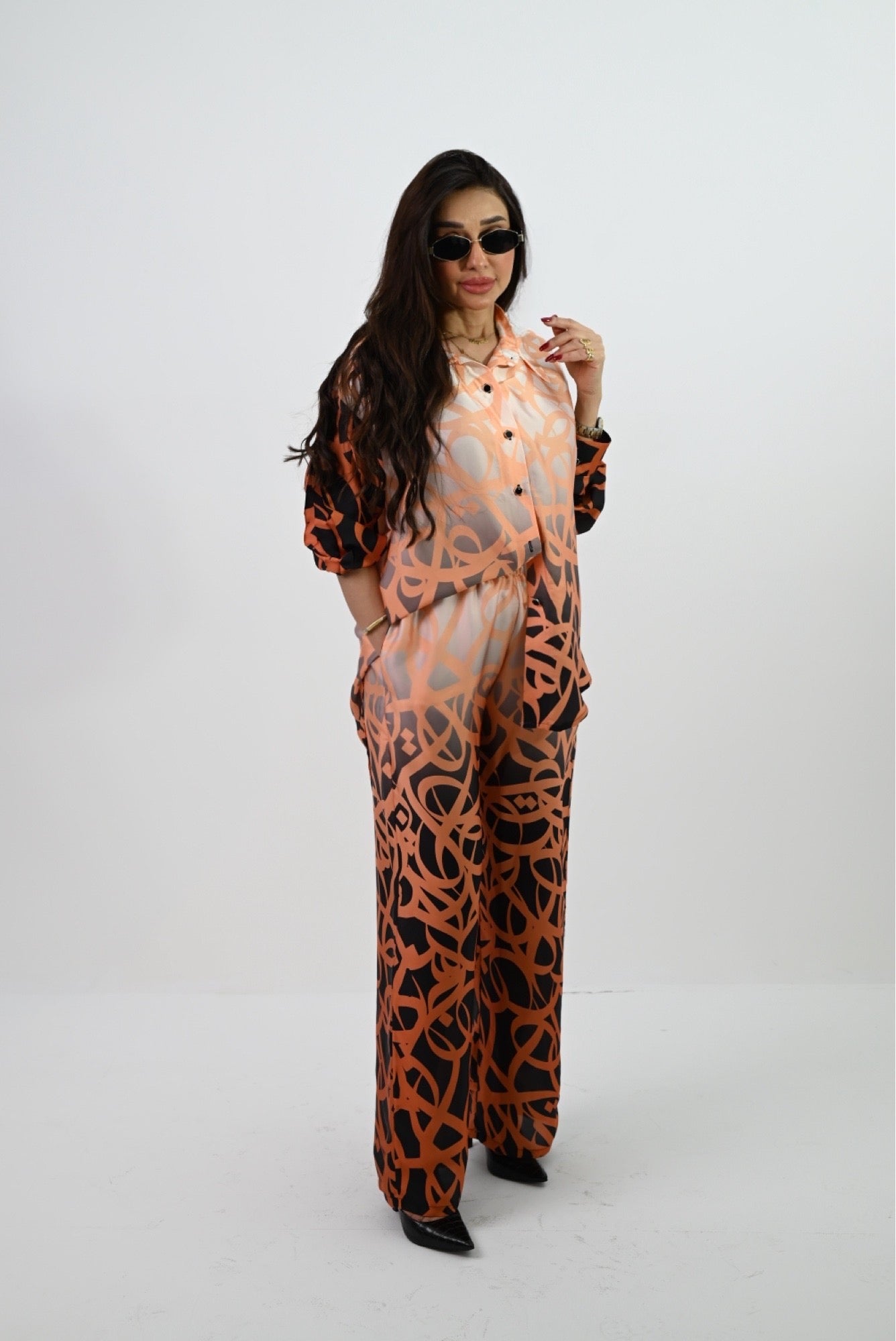 Orange & Black Silk Set