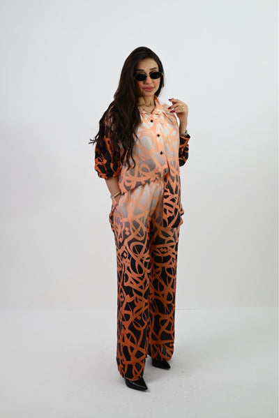 Orange & Black Silk Set