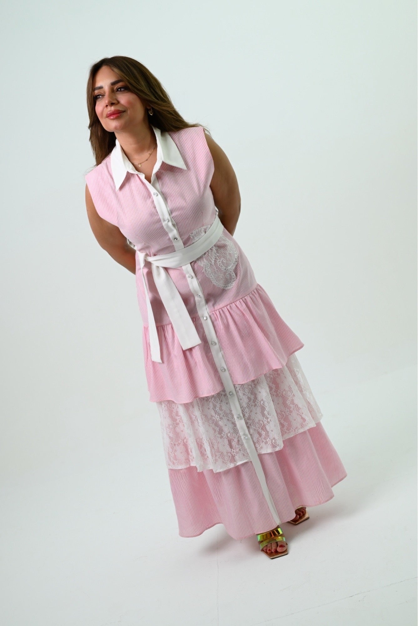 Spaniol Pink & White Dress