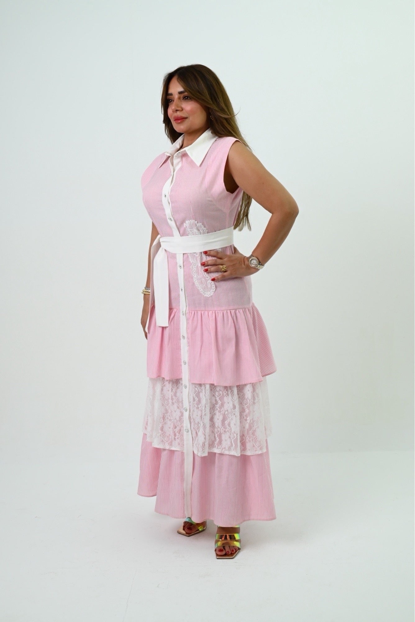 Spaniol Pink & White Dress
