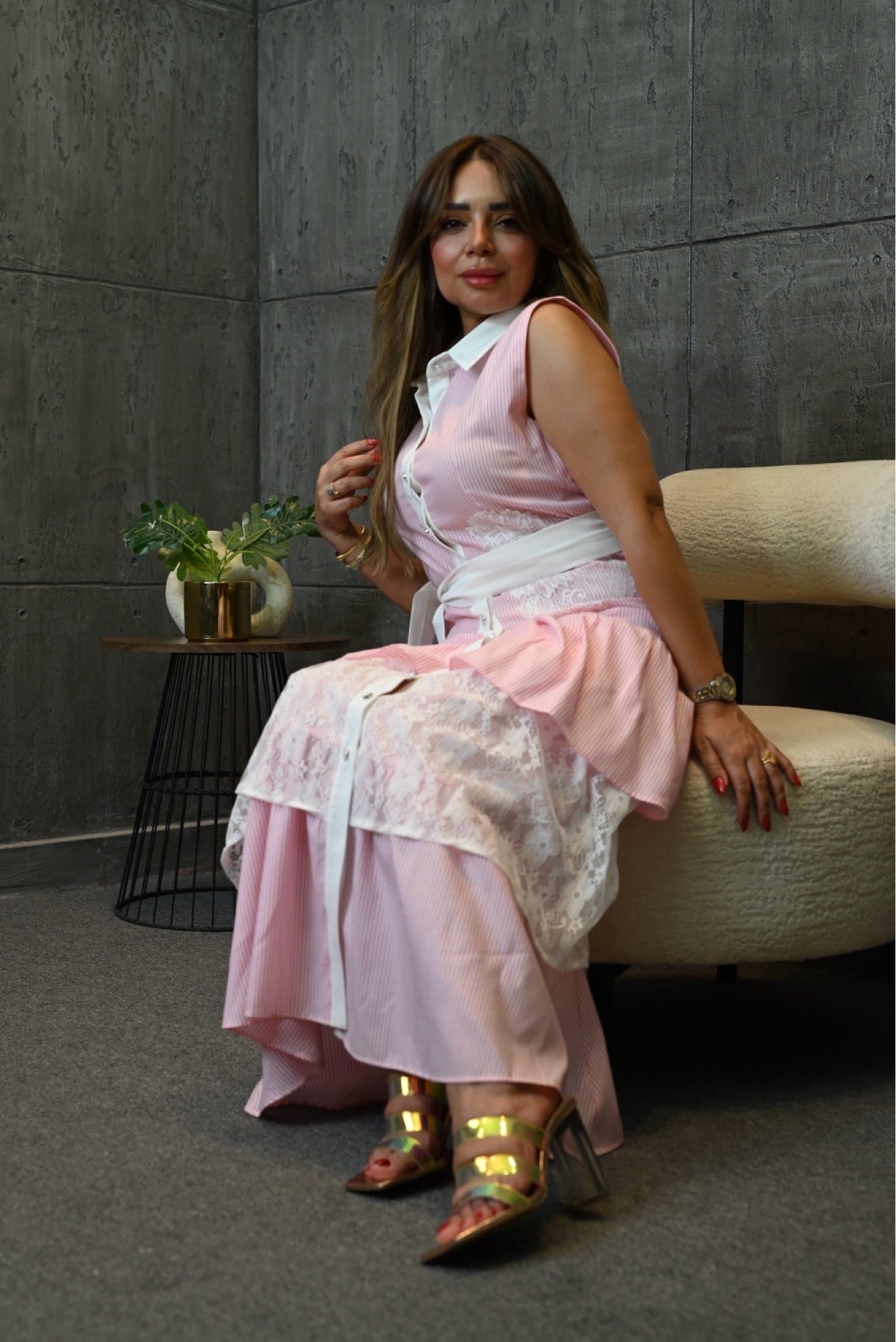 Spaniol Pink & White Dress