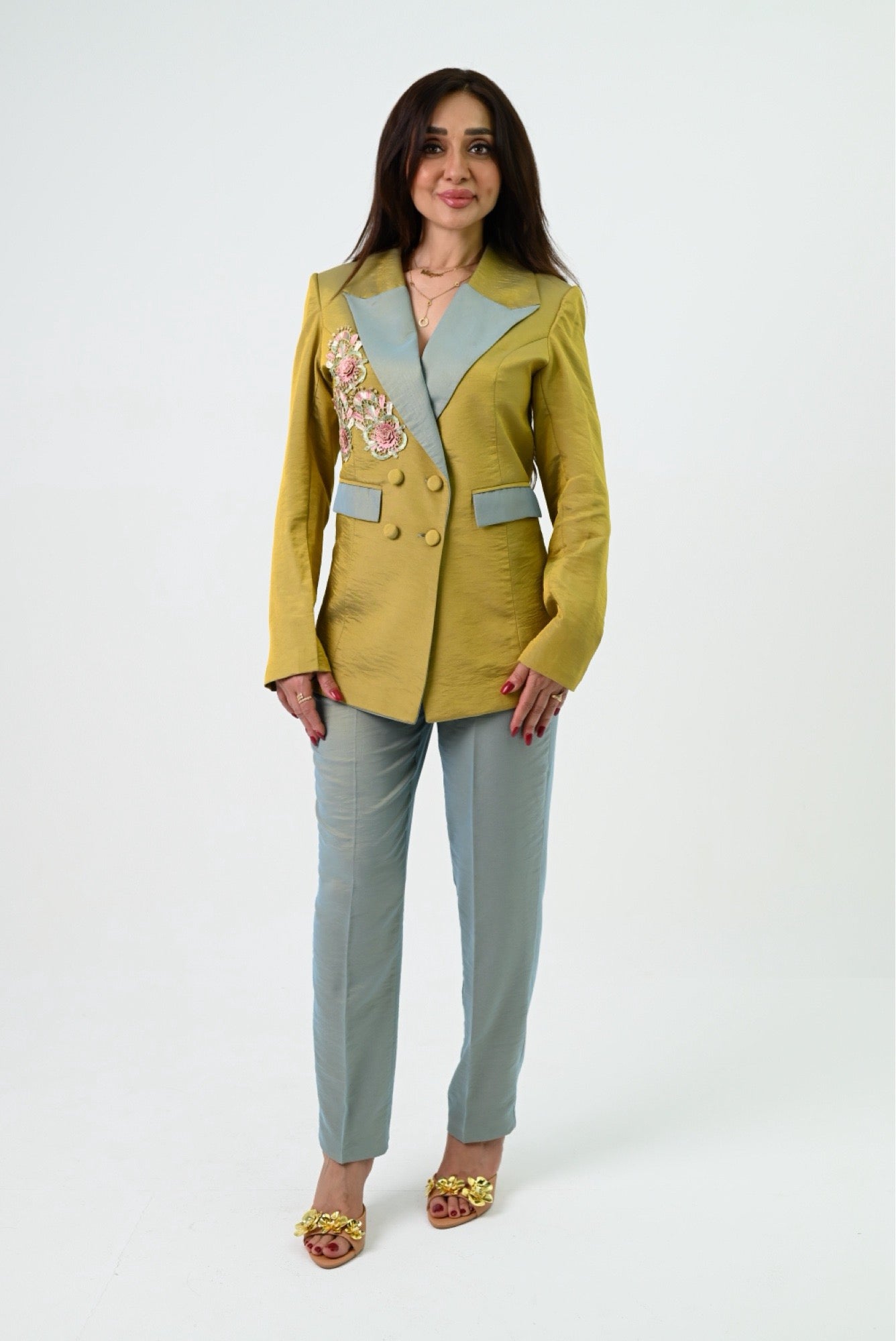 Mustard Yellow Taffeta Suit