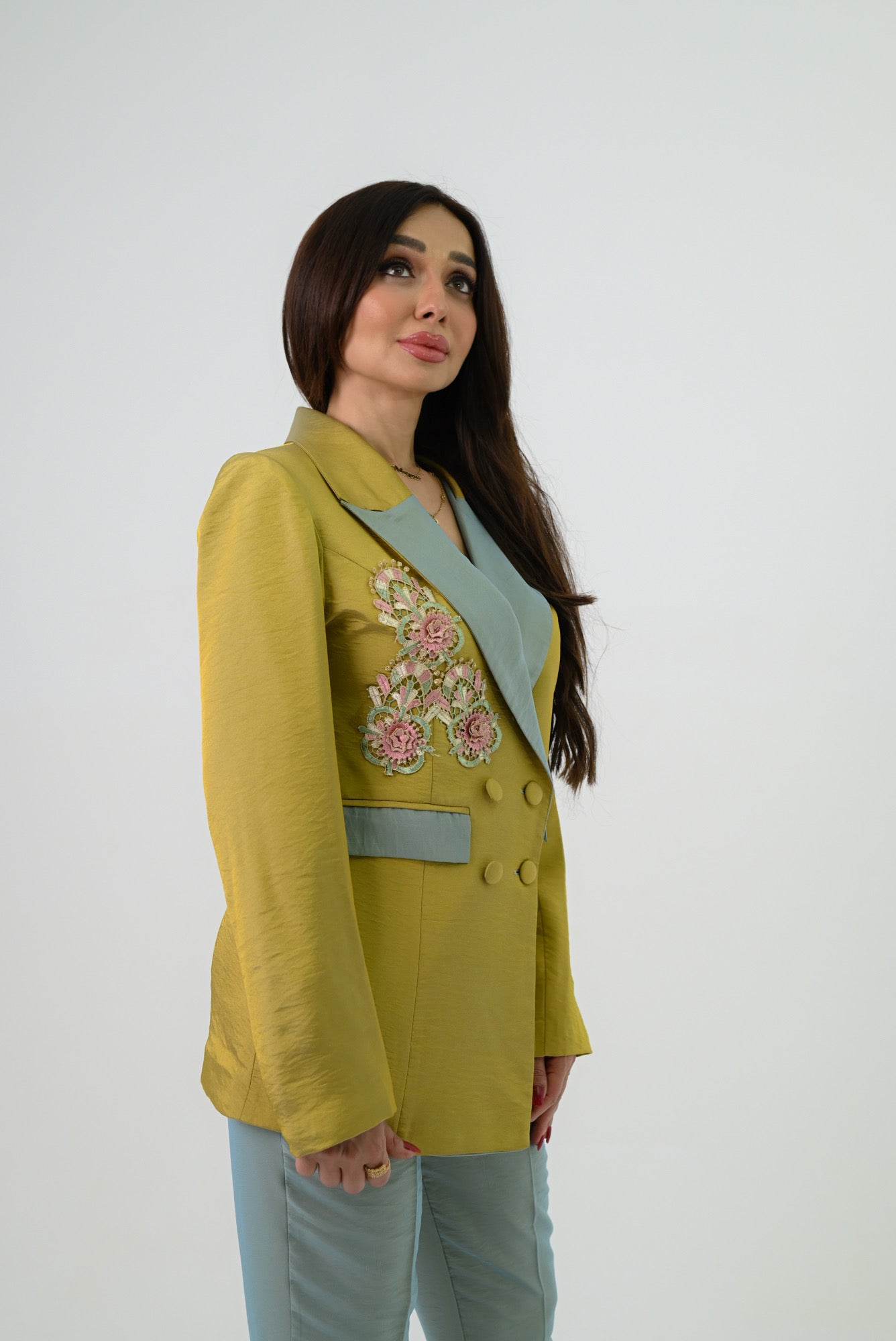 Mustard Yellow Taffeta Suit