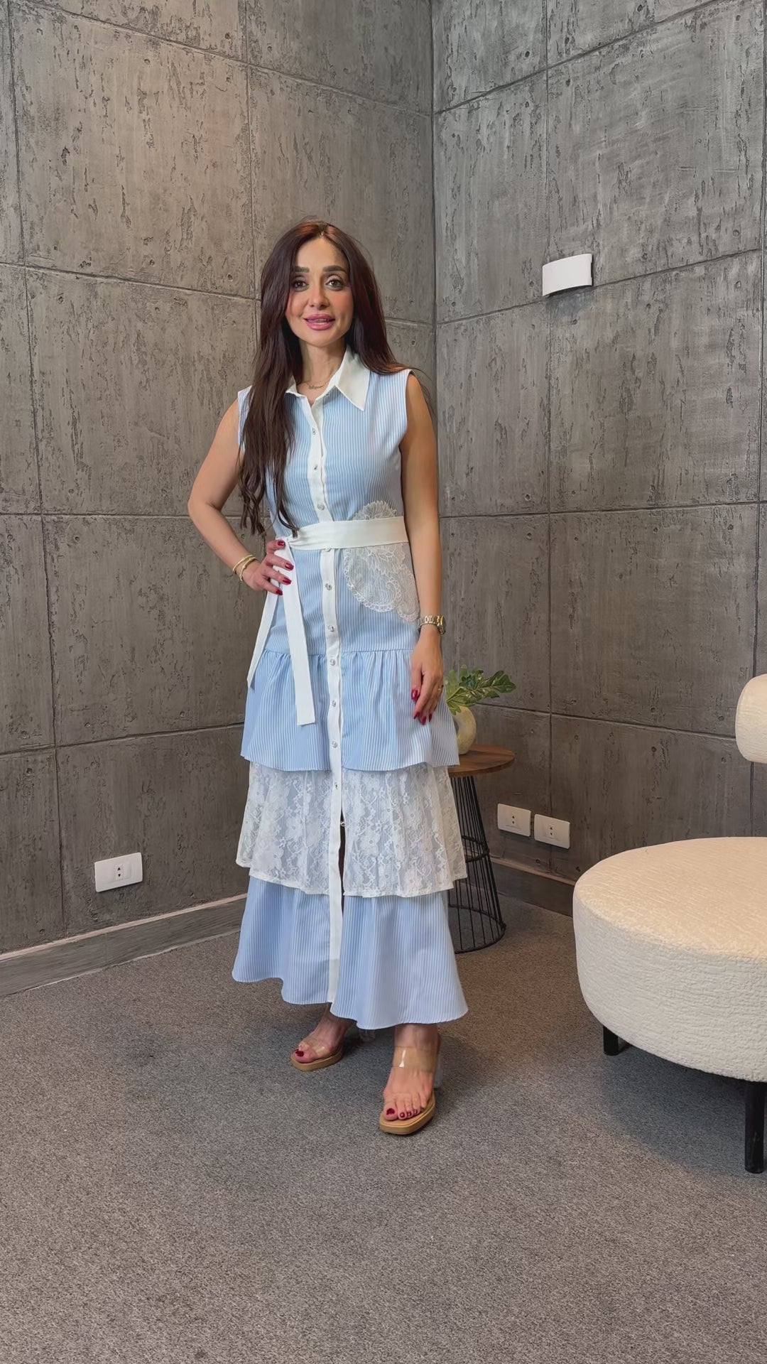 Spaniol Blue & White Dress